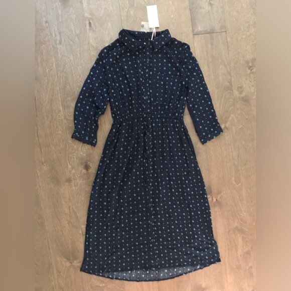 Mauvette Women's Navy Collared Waist Tie Button Down Shirt Dress - Size Small - Picture 1 of 8